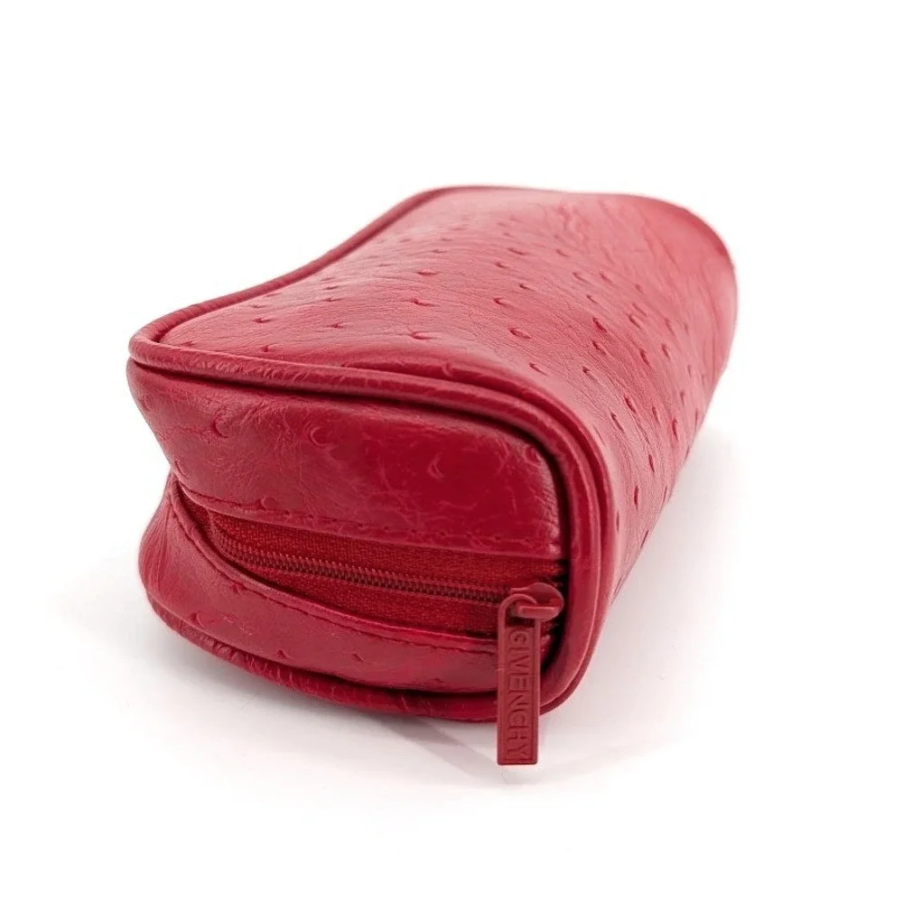Parfums Amarige de Givenchy Red Ostrich‎ Embossed Faux Leather Cosmetic Bag
